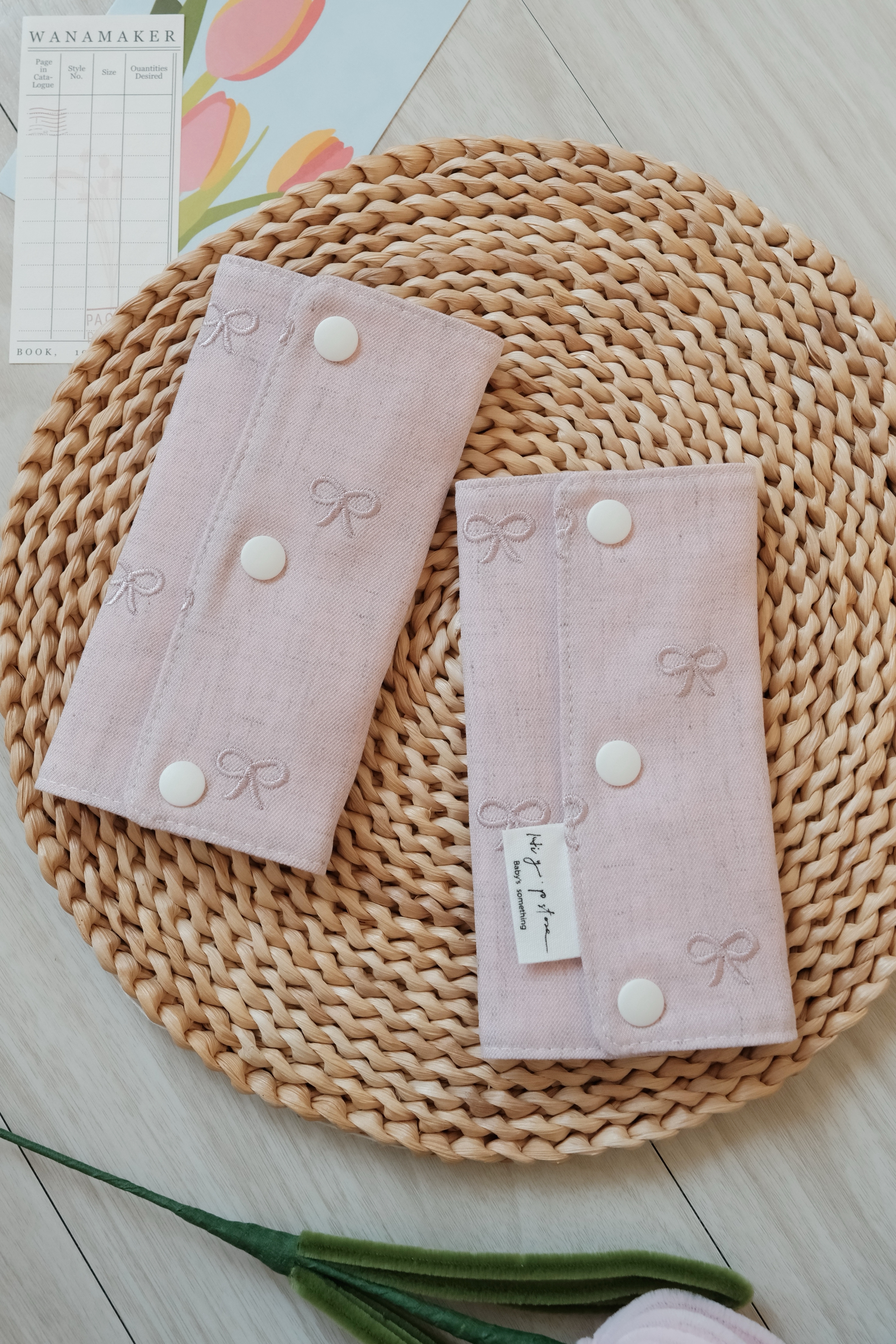 Hi Y.P store-揹巾口水套-粉霧蝴蝶結