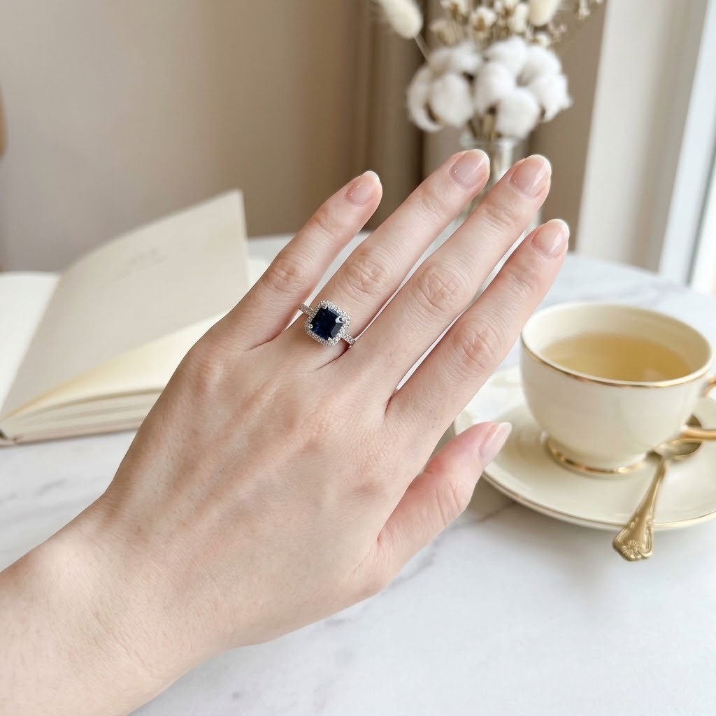 18K White Gold 2.09ct Sapphire and Diamond Ring