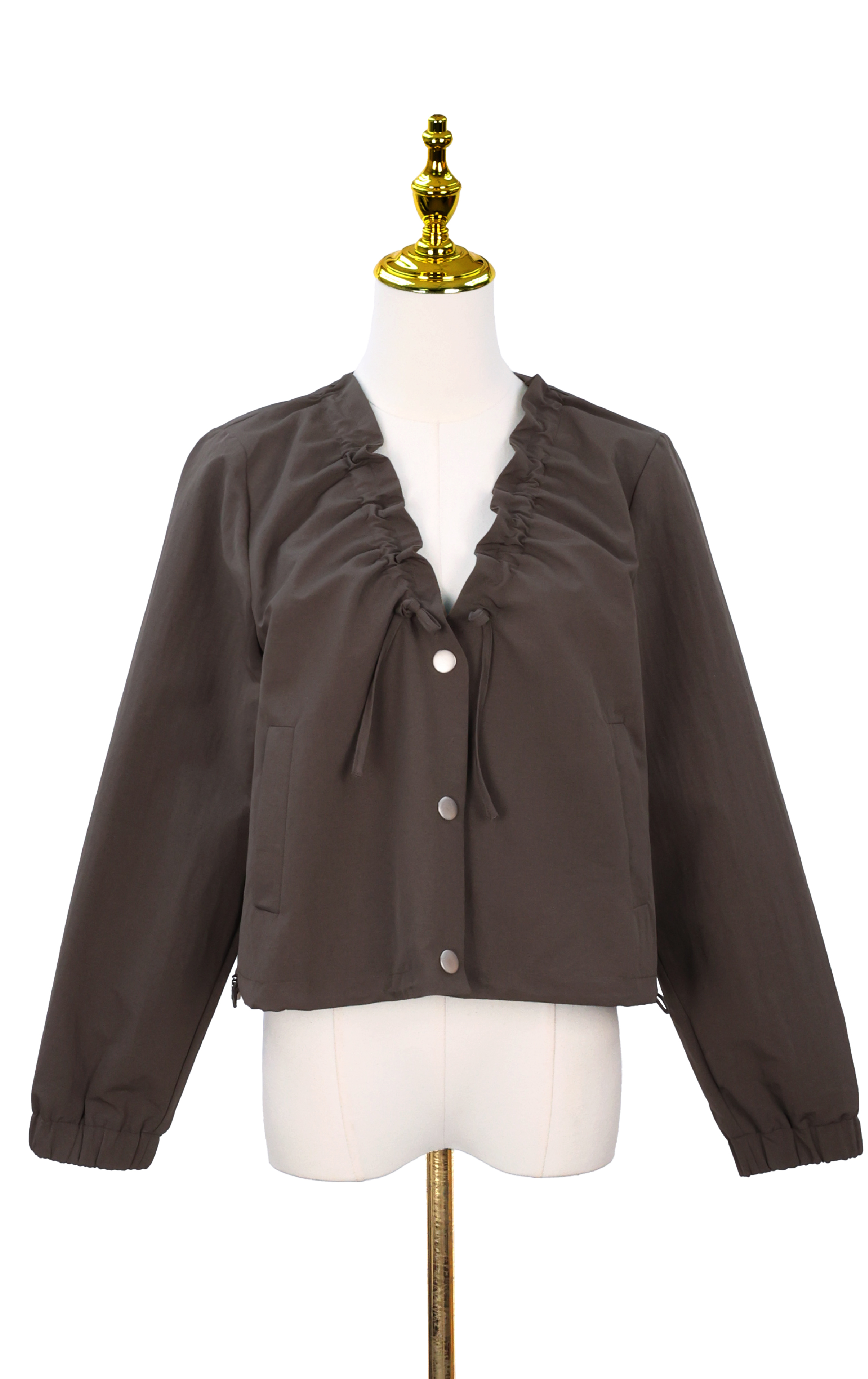 Drawstring V-Neck Ruched Jacket JK0211