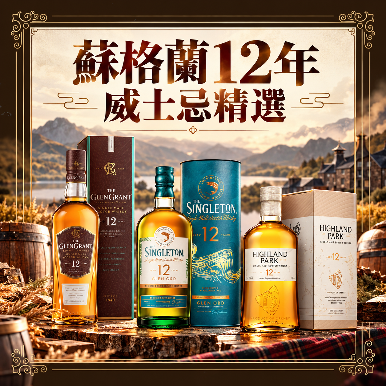 蘇格蘭12年威士忌精選 (送 Glen Grant Glencairn Glass) - ZWF39