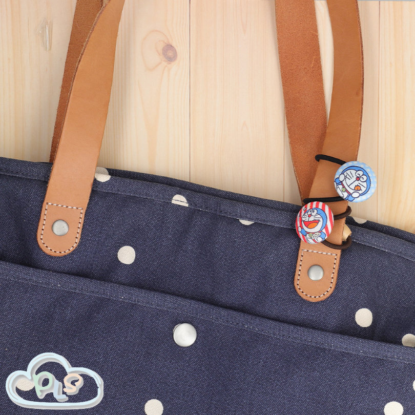 Fabric-Covered Soft Button Hair Tie With Plaid Pattern Doraemon Future Department Store Limited Edition Blue Plaid #40215-1
