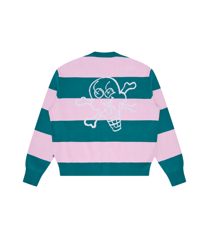 CONES & BONES STRIPED KNITTED CARDIGAN