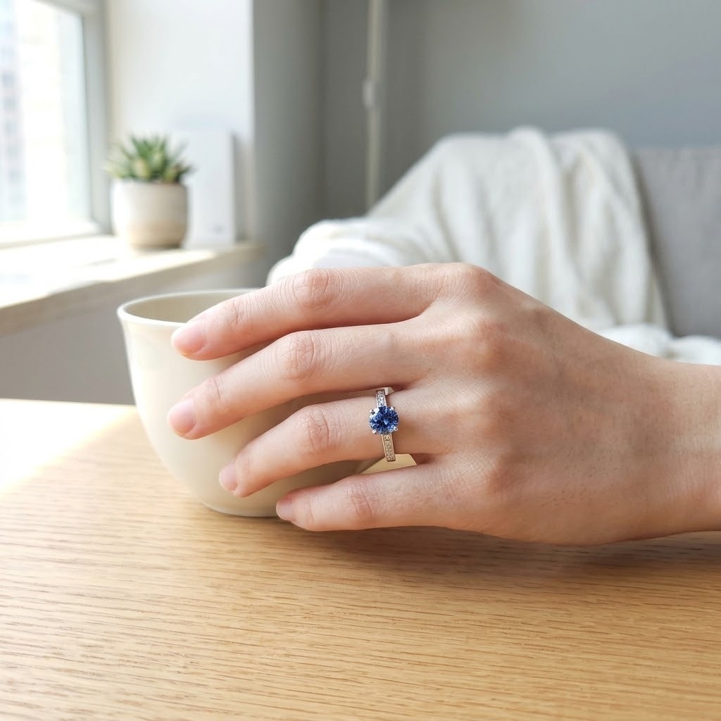 18K White Gold 1.18ct Sapphire and Diamond Ring