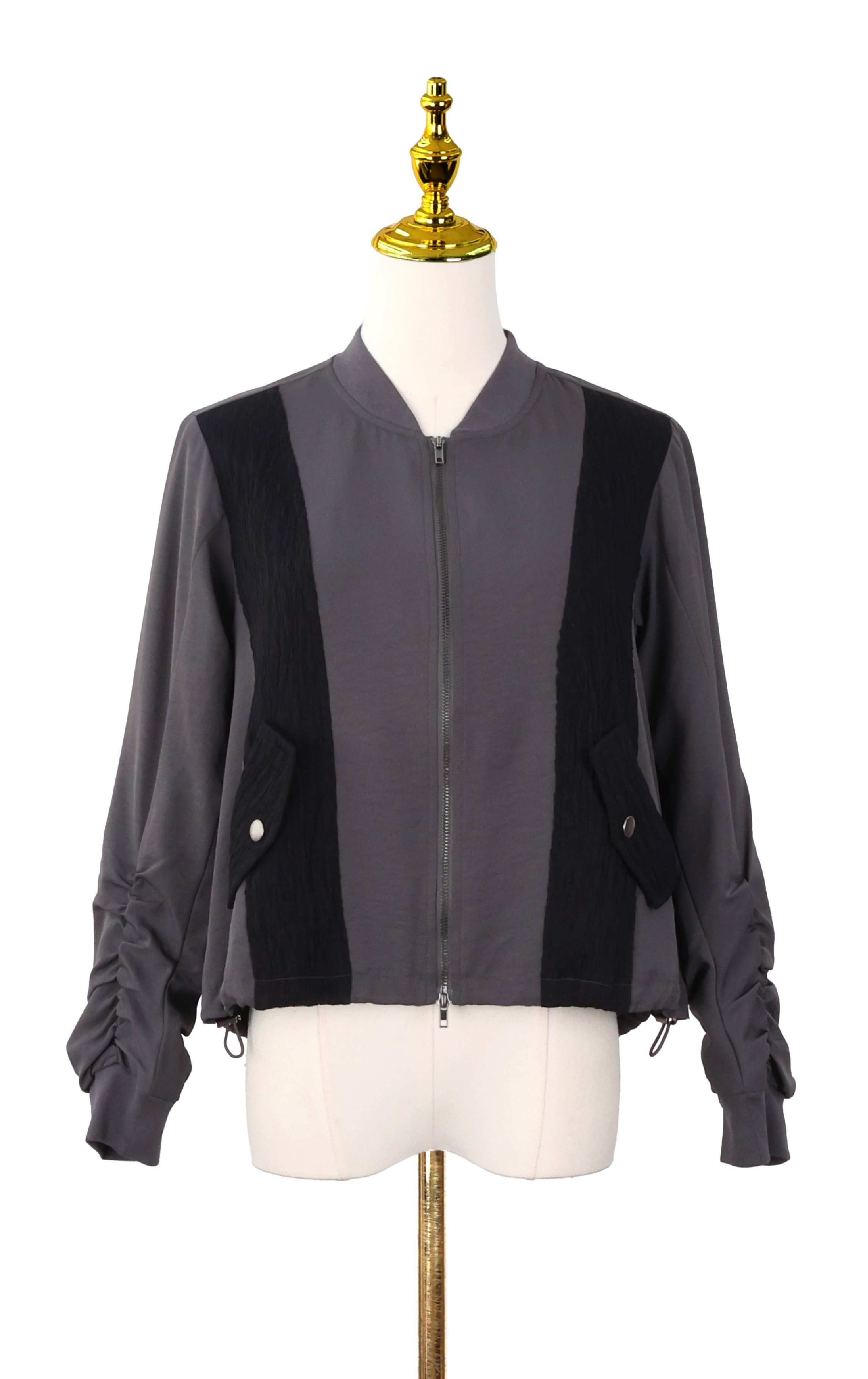 Premium Color-Block Ruched Jacket JK0213