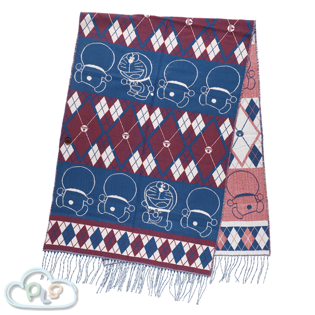 Diamond-Patterned Shawl With Wooden Buttons Doraemon Future Department Store Limited Edition  #40220-1