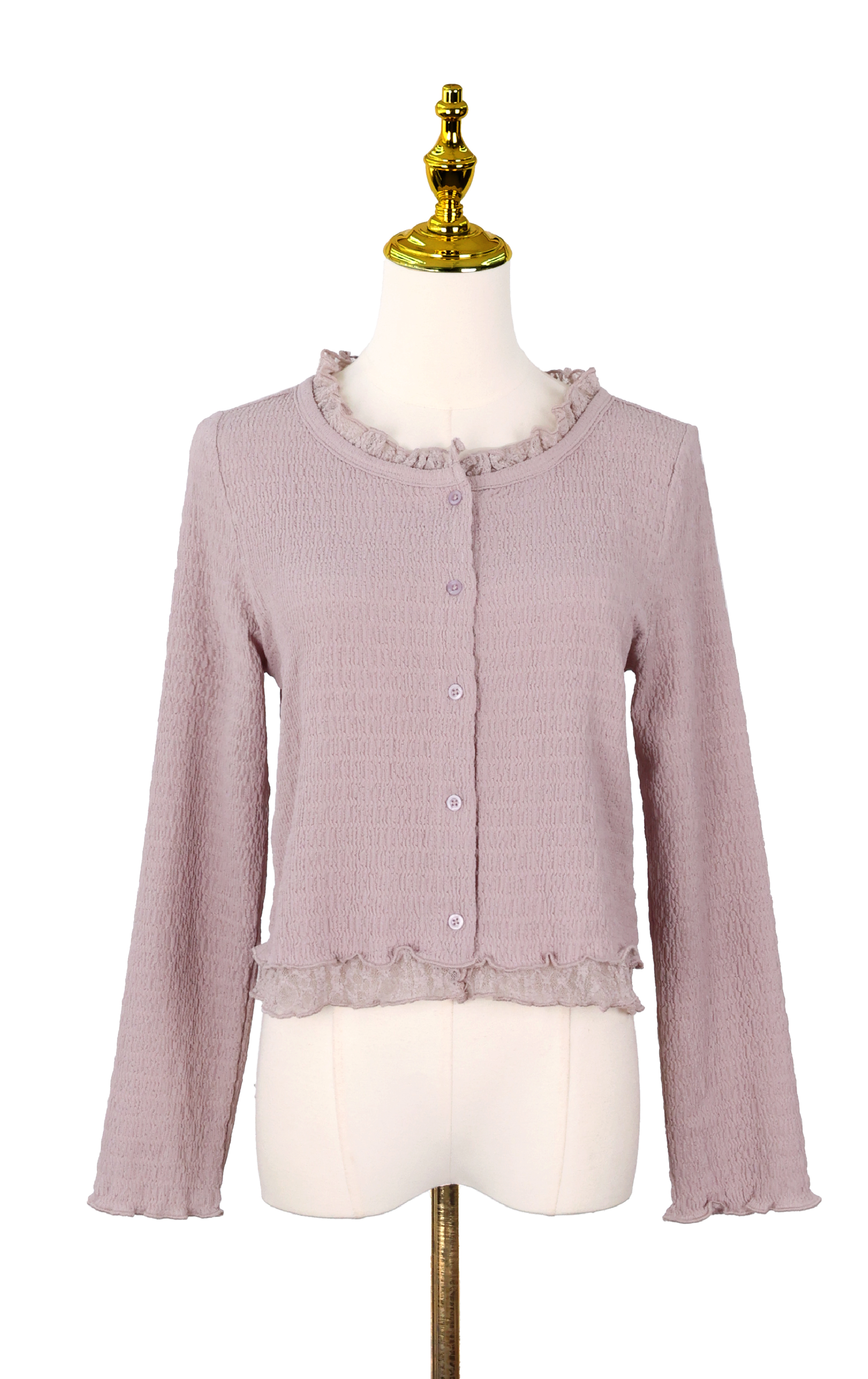 Premium Ruched Coat with Lace Trim