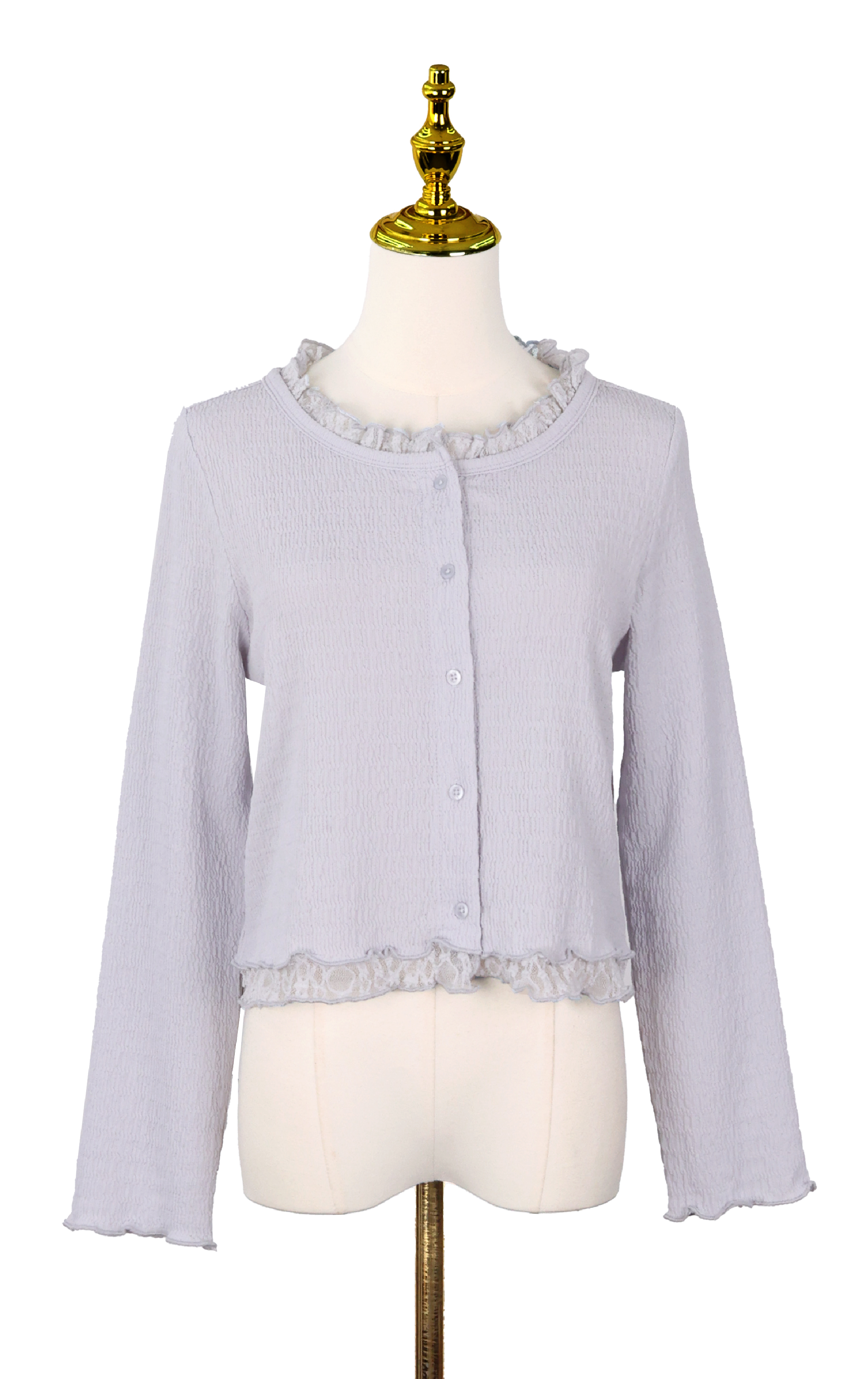 Premium Ruched Coat with Lace Trim