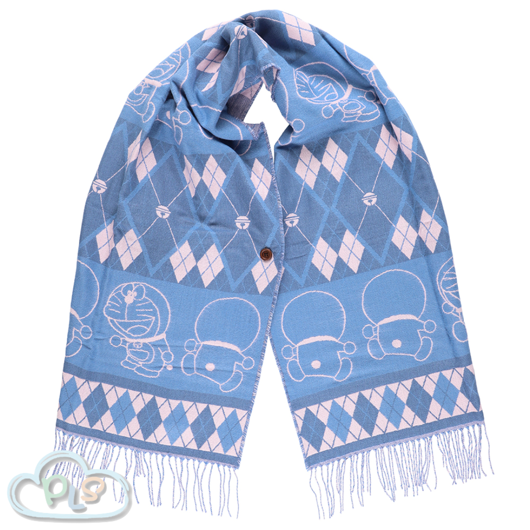 Diamond-Patterned Shawl With Wooden Buttons Doraemon Future Department Store Limited Edition  #40221-1