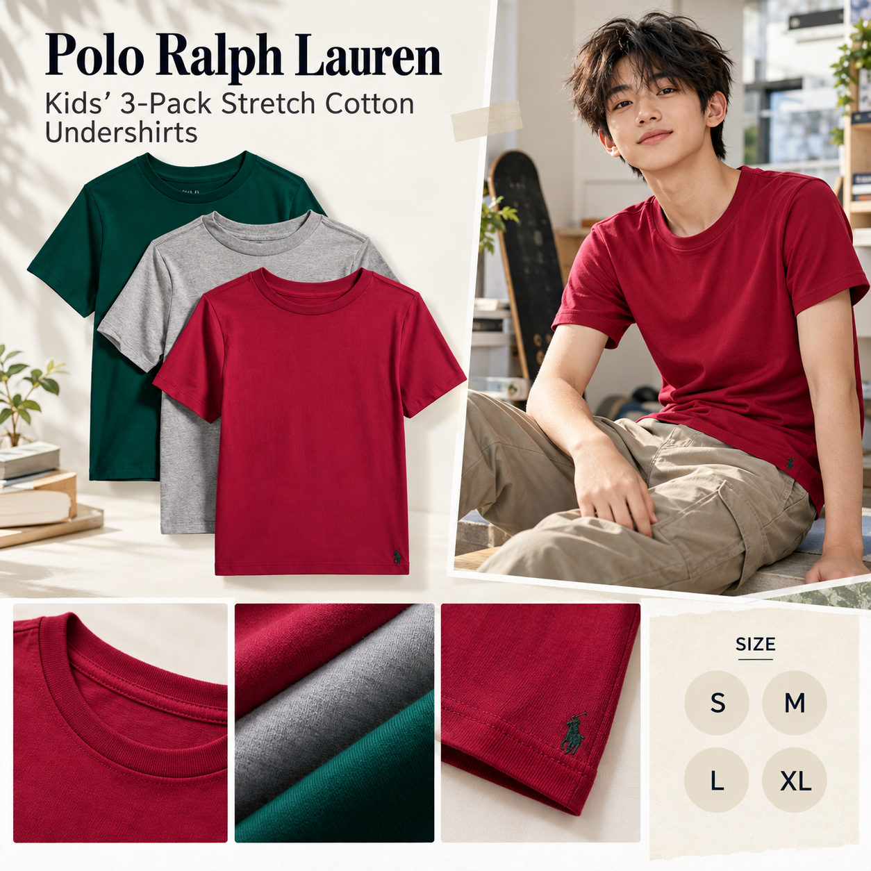 【預購】Polo Ralph Lauren N093009 童裝短袖上衣 (3件裝)
