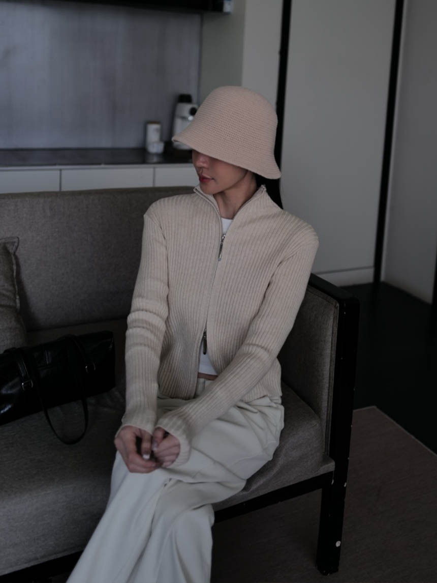 高領雙拉鏈針織上衣*5色