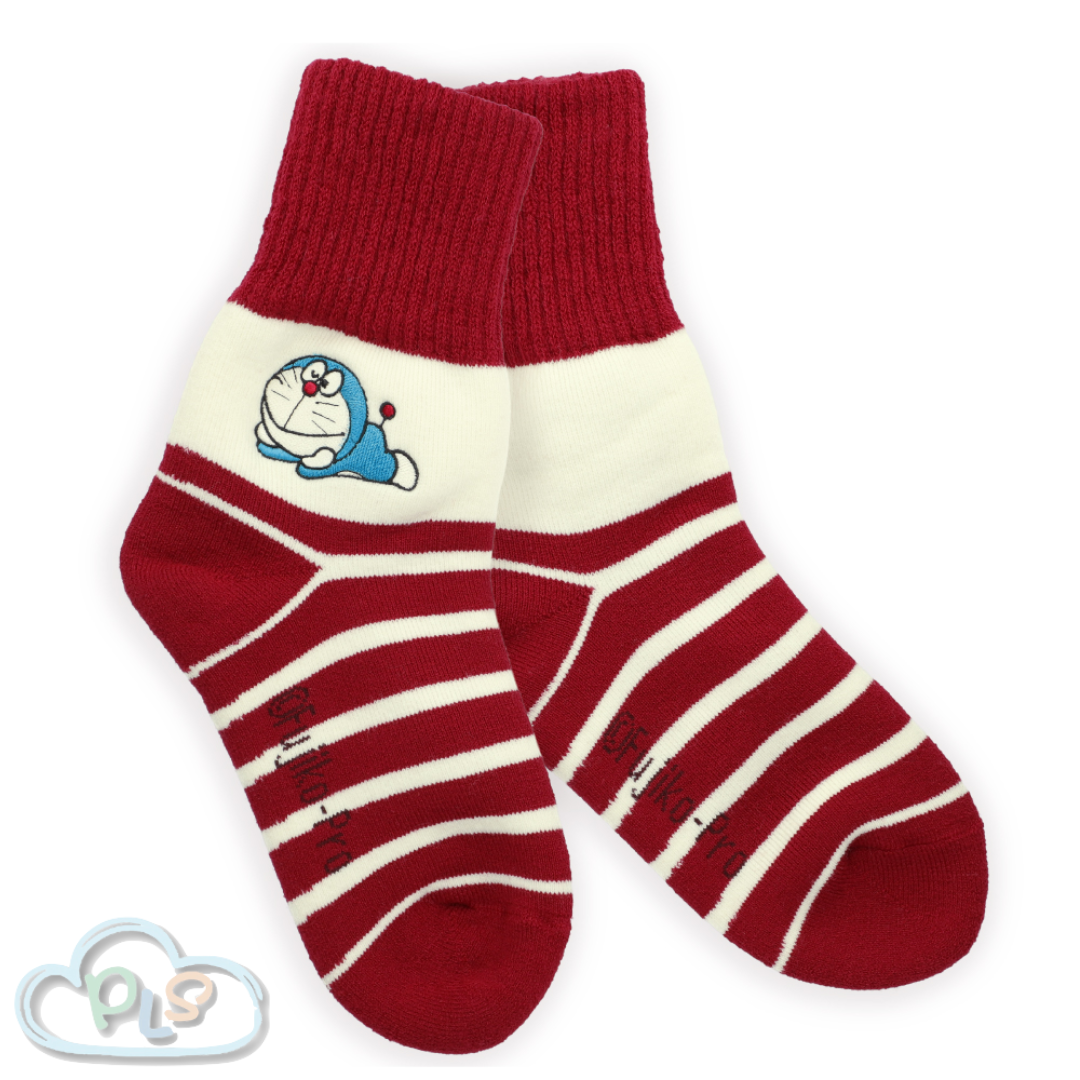 Fleece-Lined Socks, Lying Down Style Red Doraemon Future Department Store Limited Edition  #40224-1