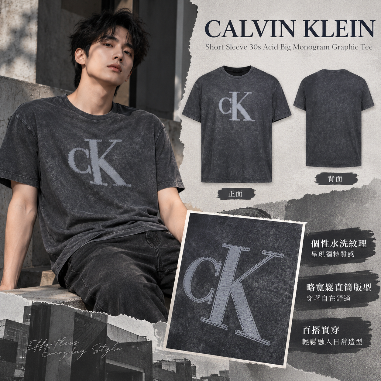 【預購】CALVIN KLEIN N093012 圖案短袖上衣