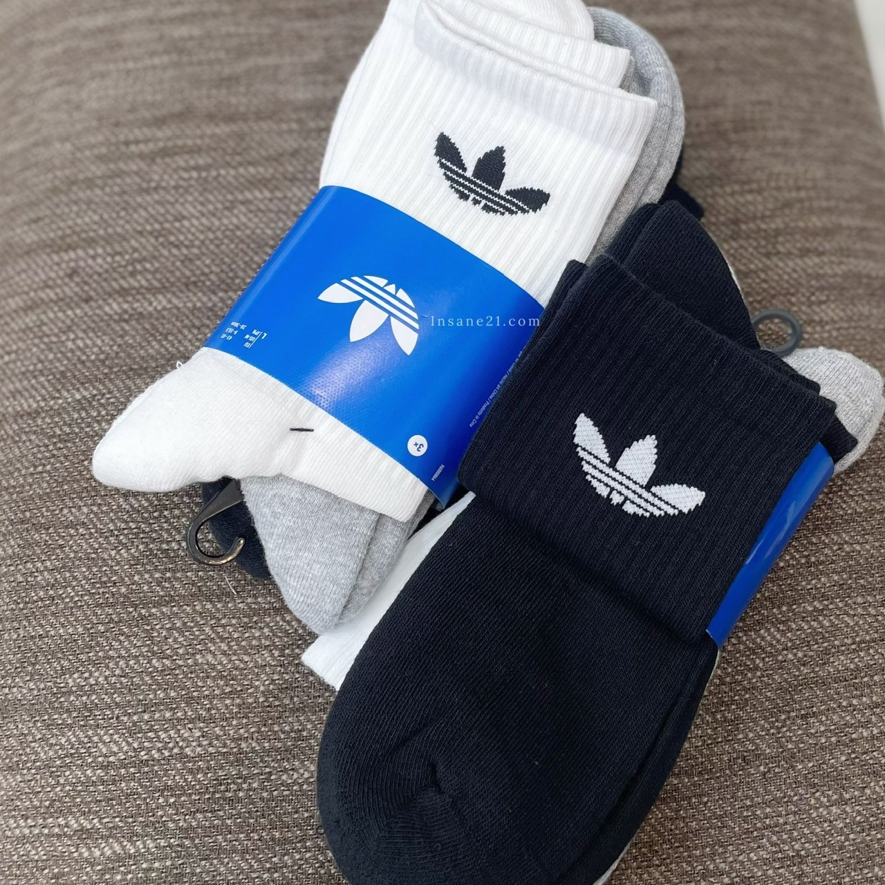 ADIDAS TRE CRW CUSH3PP 長襪 黑白灰 三色 三葉草 IJ5614