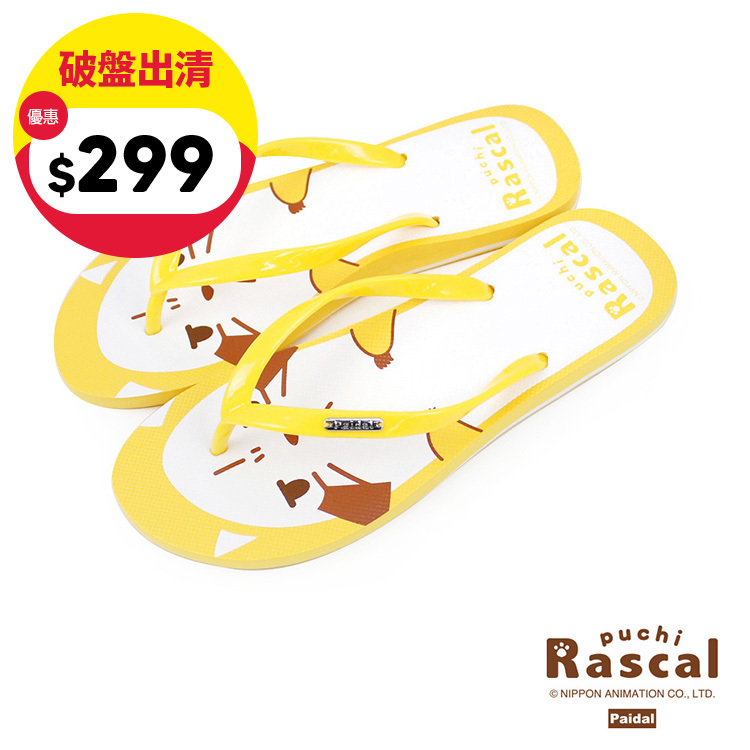 Paidal x Rascal小小浣熊俏皮大臉足弓夾腳拖人字拖