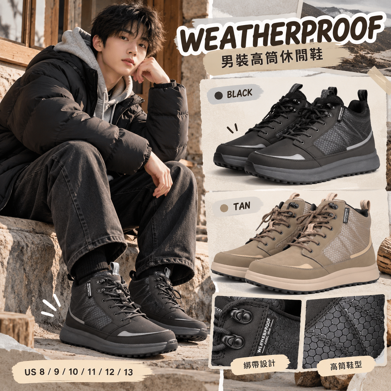 【預購】WEATHERPROOF N093019 男裝短靴
