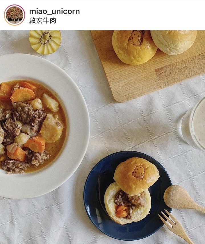 河粉在 IG 分享的小河馬麵包吃法