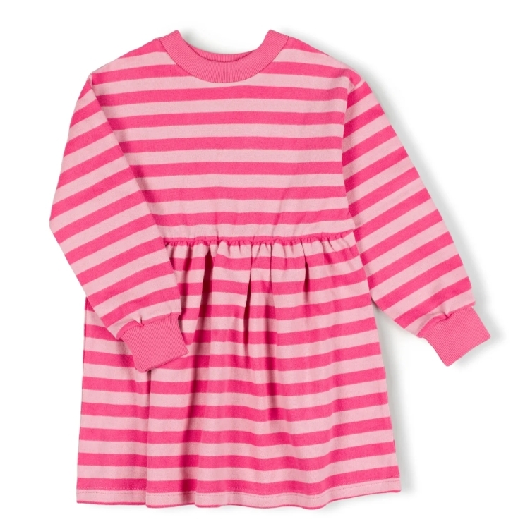NIXNUT 條紋鬆緊腰長袖洋裝 FOD DRESS - CHERRY STRIPE