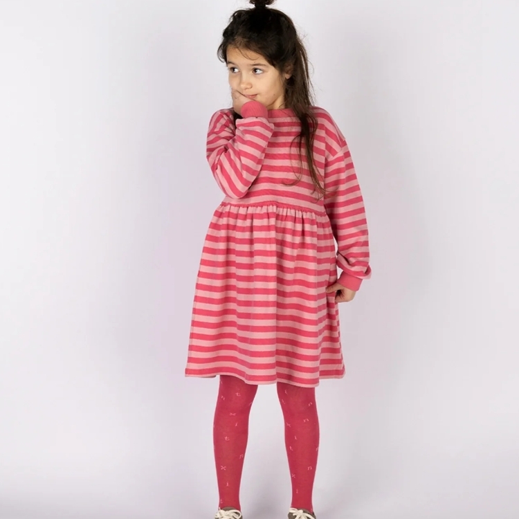 NIXNUT 條紋鬆緊腰長袖洋裝 FOD DRESS - CHERRY STRIPE