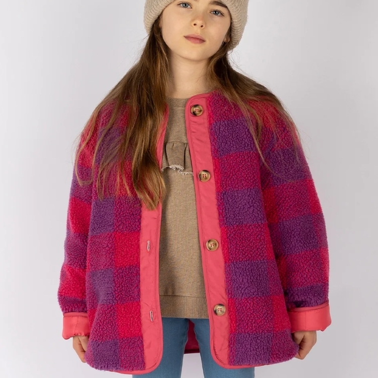 NIXNUT 格紋排釦泰迪熊QQ外套 CHECK JACKET - CHERRY