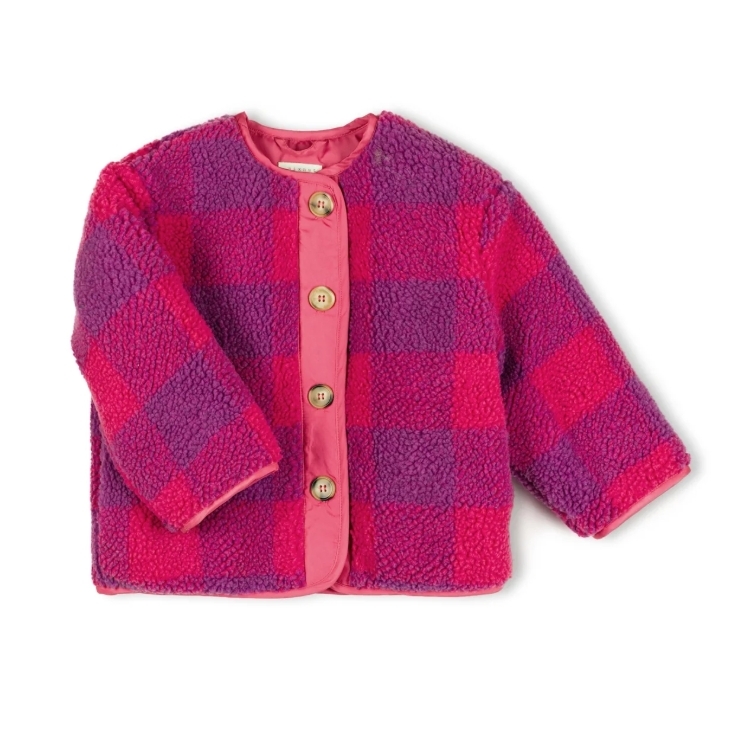 NIXNUT 格紋排釦泰迪熊QQ外套 CHECK JACKET - CHERRY