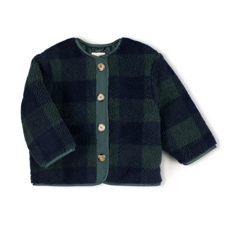 NIXNUT 格紋排釦泰迪熊QQ外套 CHECK JACKET - MOSS