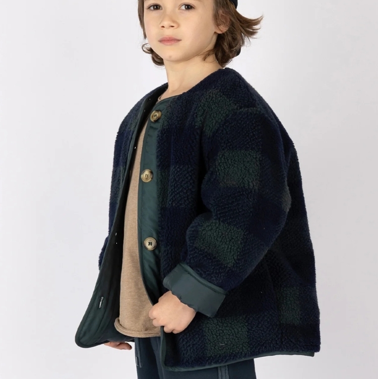 NIXNUT 格紋排釦泰迪熊QQ外套 CHECK JACKET - MOSS