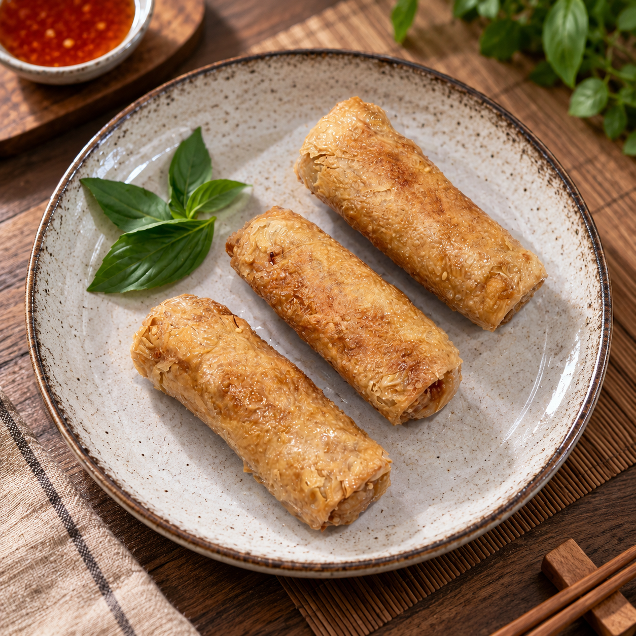 酥香腐皮猴菇捲(純素)