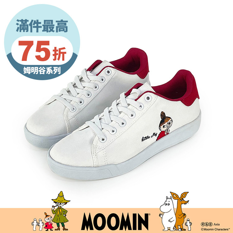 Paidal x Moomin姆明谷 小美免綁帶休閒鞋不彎腰輕運動鞋-小白鞋