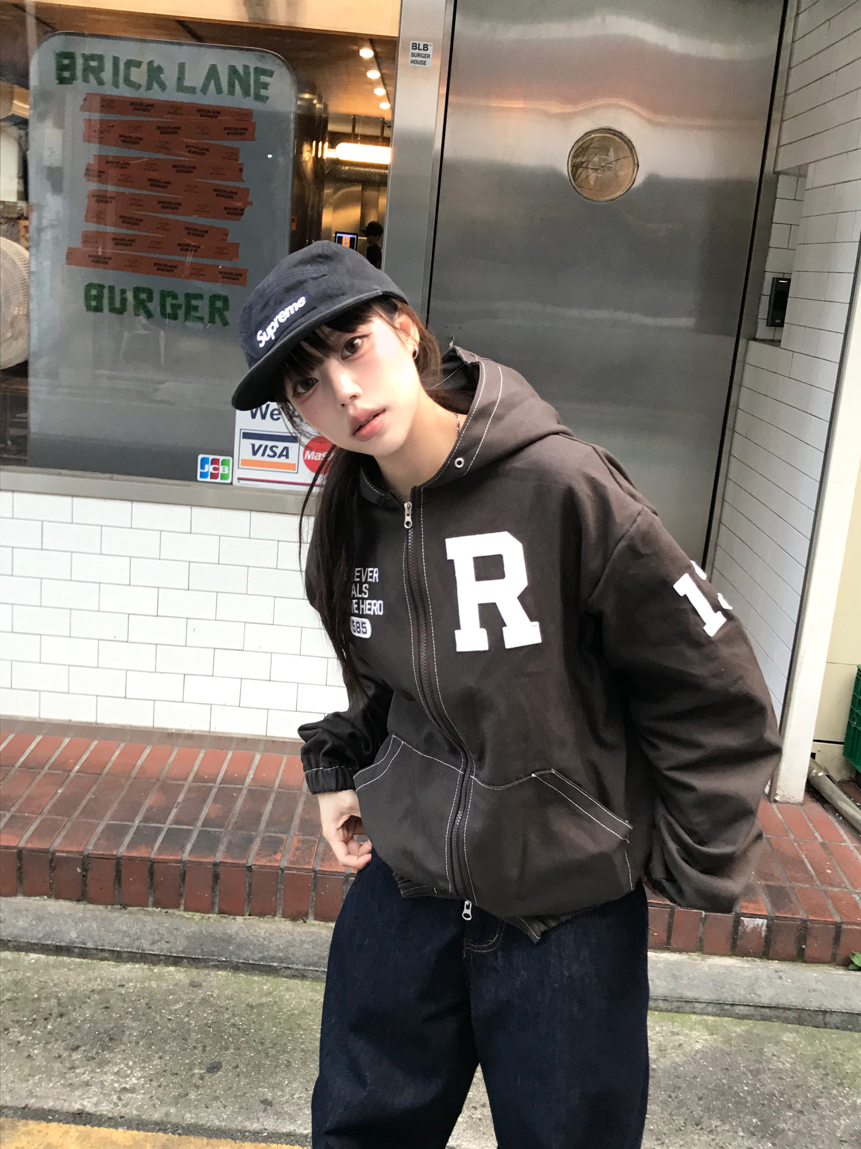 <下殺2折🔥> XIN SELECT 韓國 街頭 貼布 車線 連帽 外套 二色