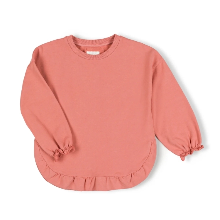 NIXNUT 微壓褶側開衩長袖上衣 RUFFLED SWEATER - SUNSET