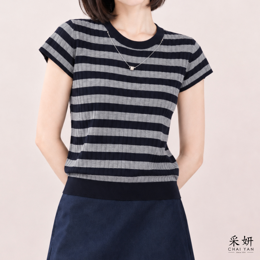 立體針織休閒短袖上衣