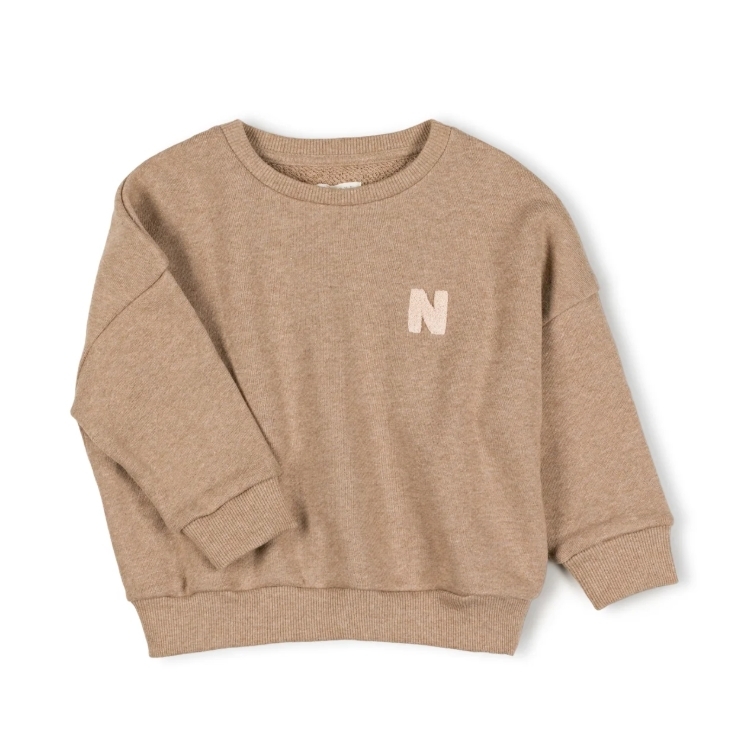 NIXNUT 毛絨字母長袖衛衣 OL SWEATER - PEBBLE