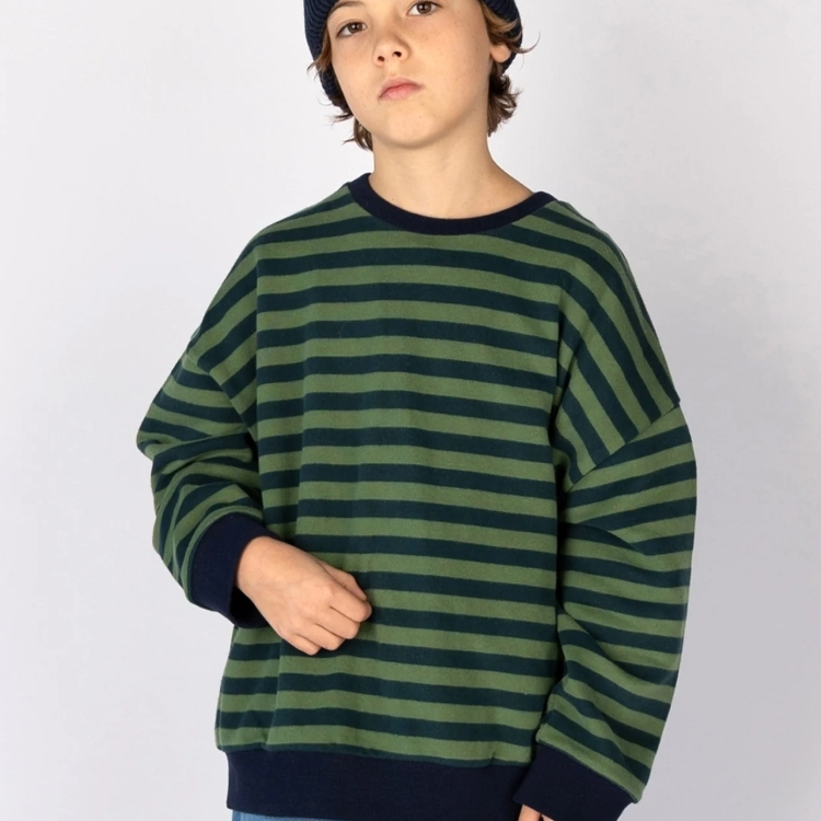 NIXNUT 條紋長袖上衣 REL SWEATER - MOSS STRIPE