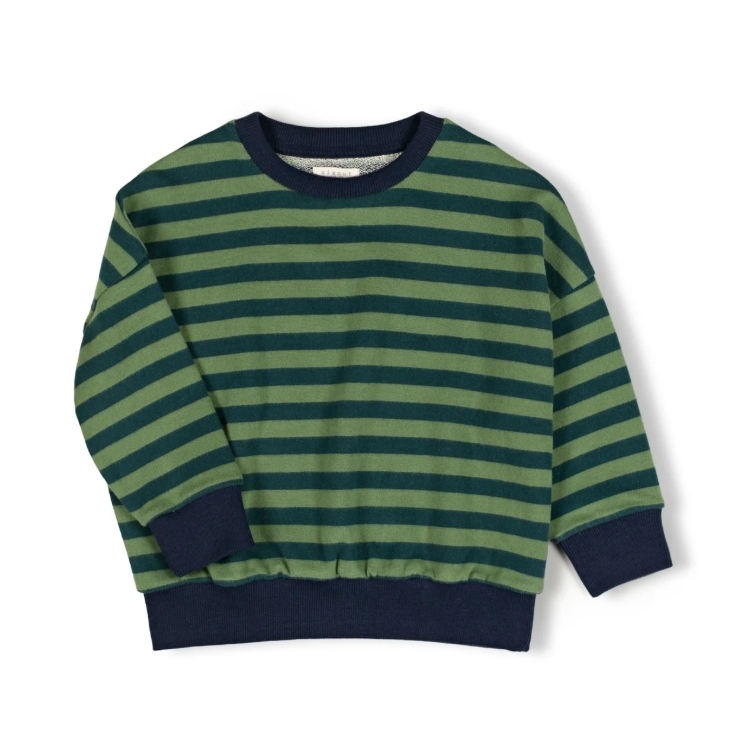 NIXNUT 條紋長袖上衣 REL SWEATER - MOSS STRIPE