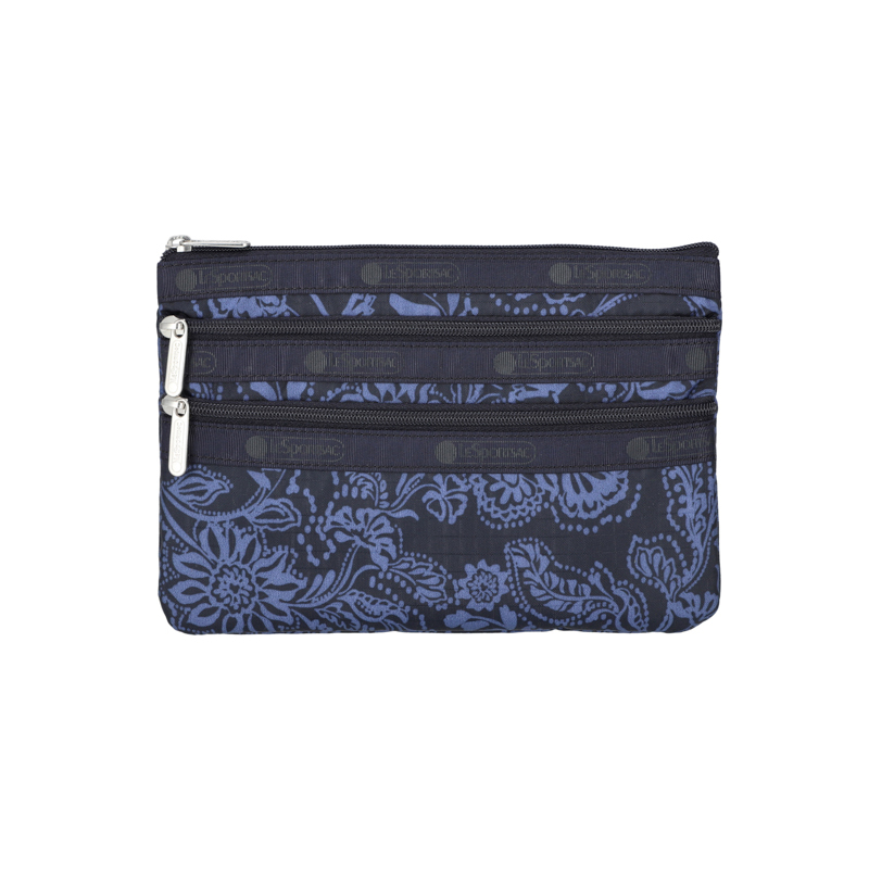 三拉鍊化妝袋 (BOHO PAISLEY NAVY)