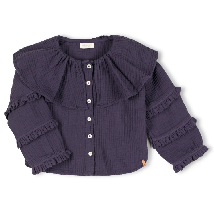 NIXNUT 大翻領小荷葉袖襯衫 SEL BLOUSE - OCEAN