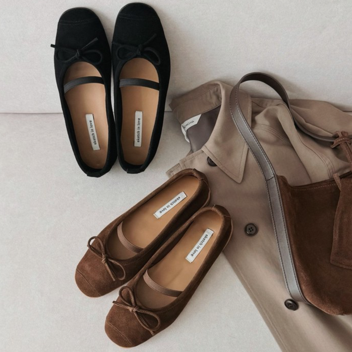 Sketch in Love Suede Ballet Flats / 2色 (MOM)