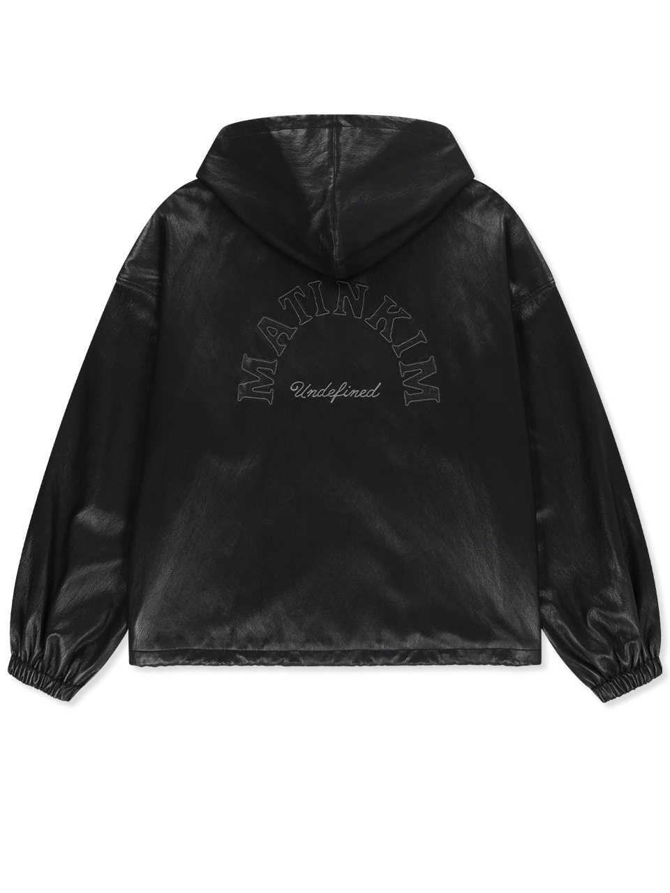 Matin Kim Faux Leather Applique Logo Hoody Jumper