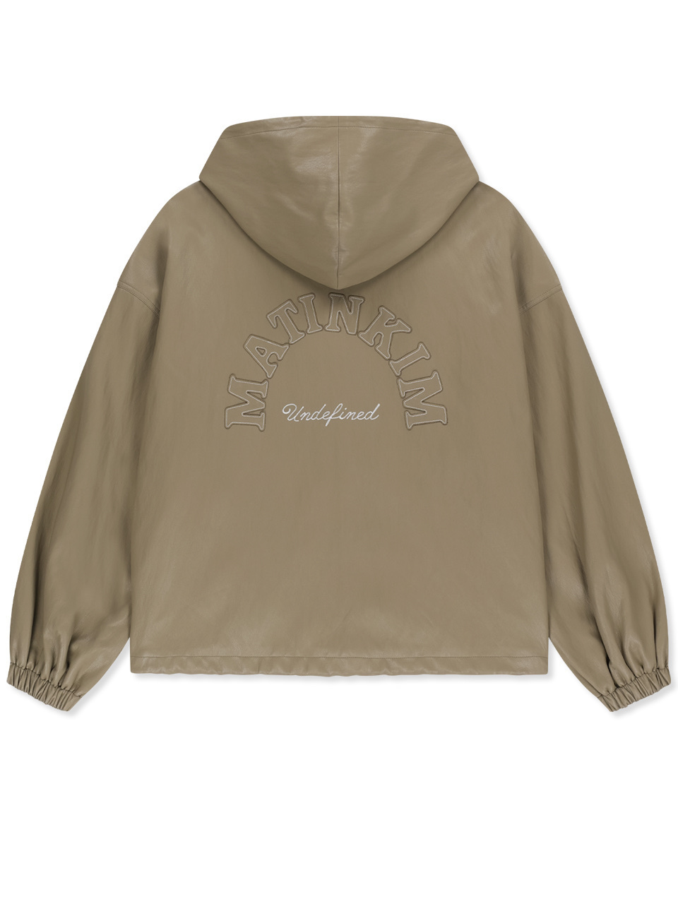Matin Kim Faux Leather Applique Logo Hoody Jumper