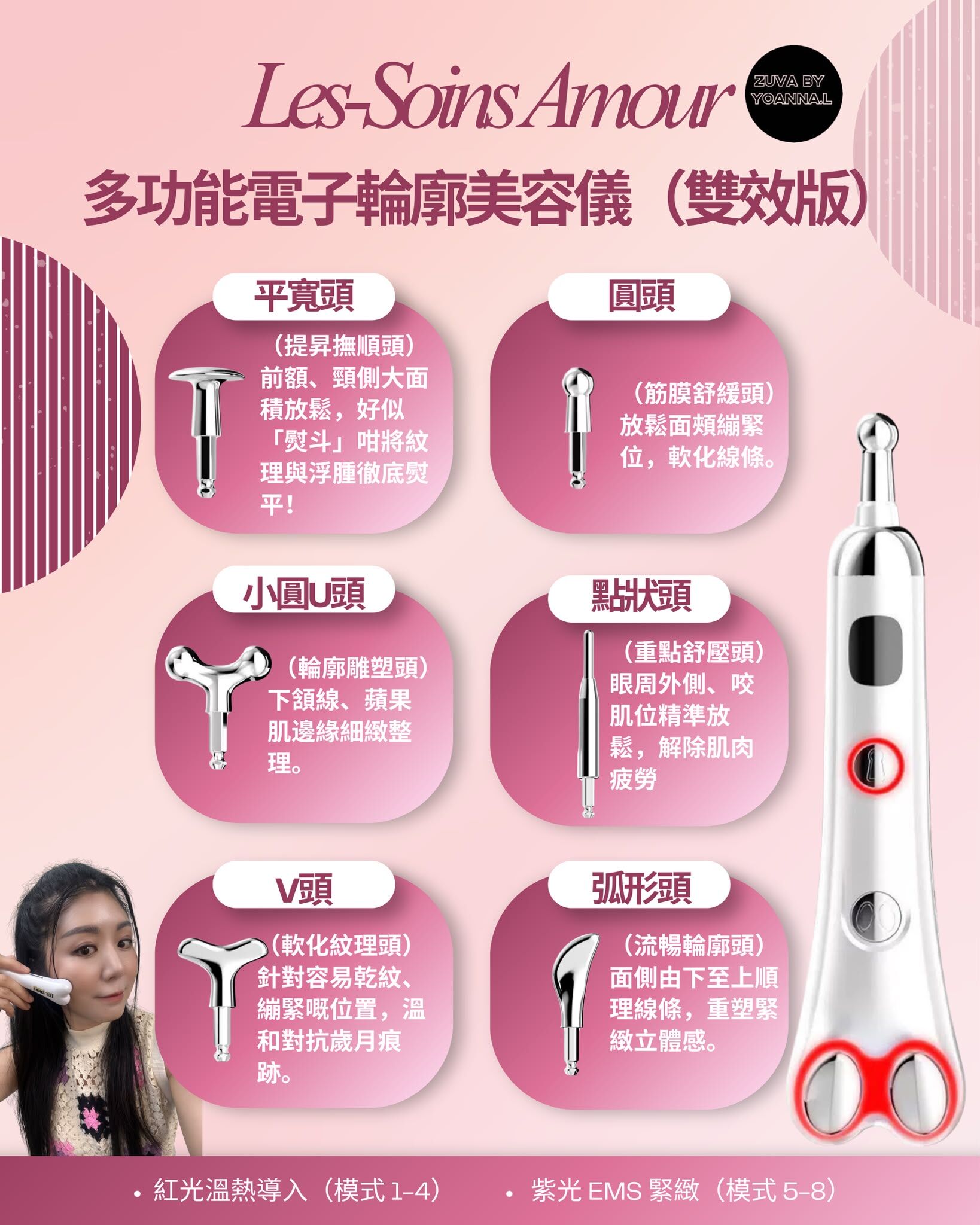 【居家小顏術｜Suki 私藏輪廓儀式】  LES-SOINS Amour 多功能電子輪廓美容儀T551（雙效版）