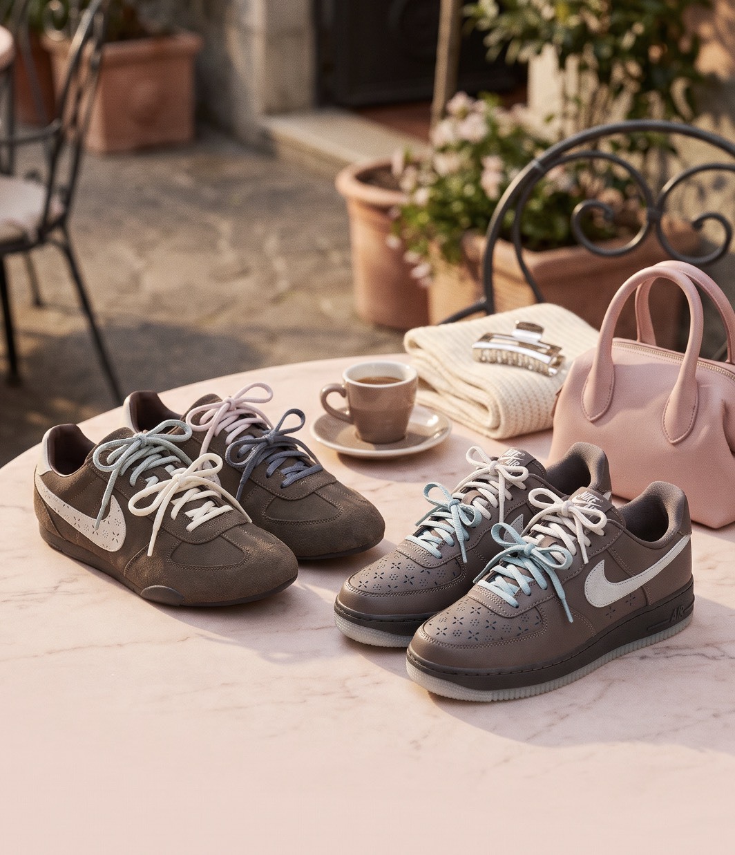 【APAIR】預購 NIKE AIR FORCE 1 & Nike Sprint Sister MIUMIU風 棕白 美拉德 兩款 IR5693-256 IR5690-256