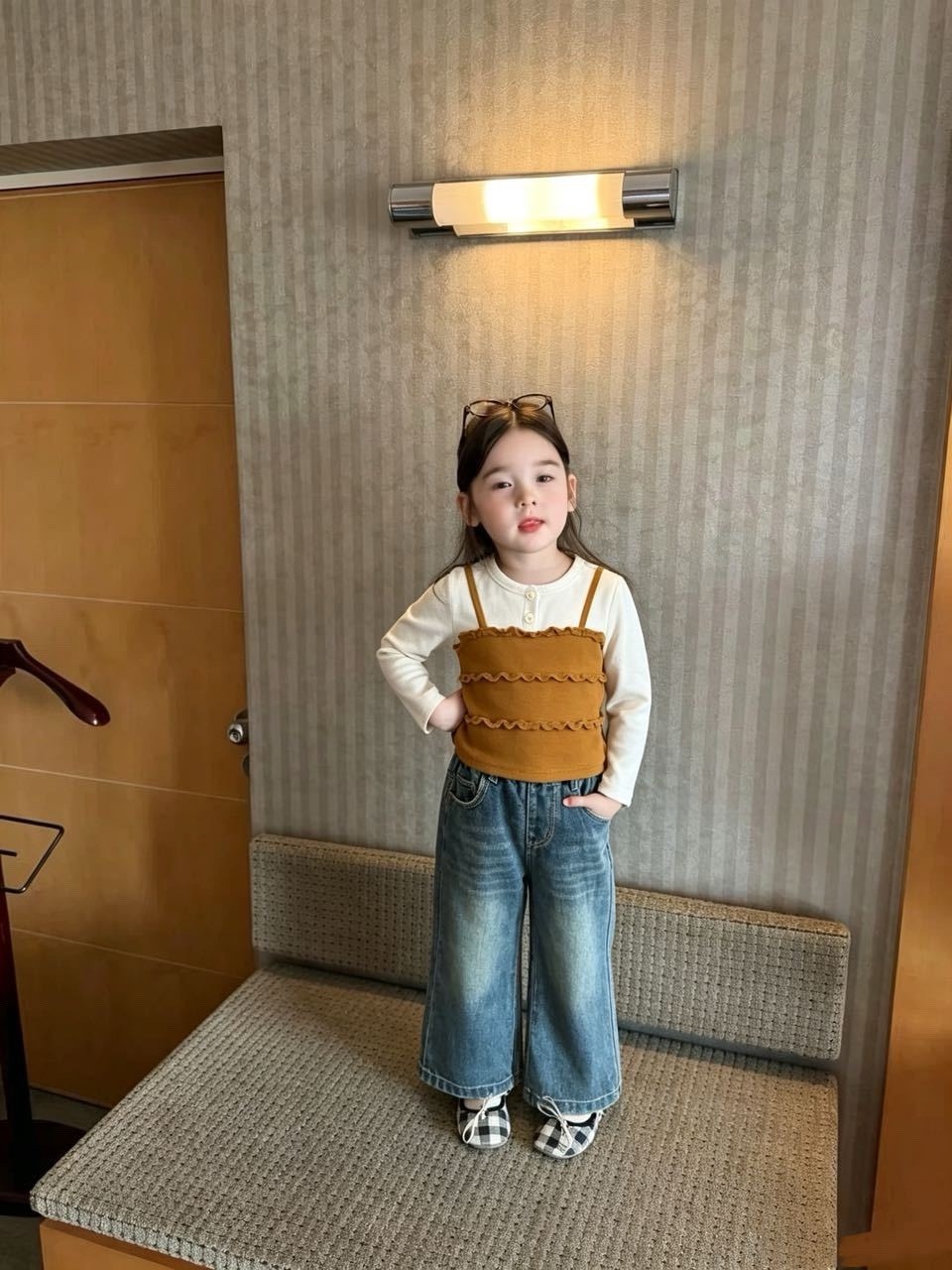韓版假兩件吊帶上衣