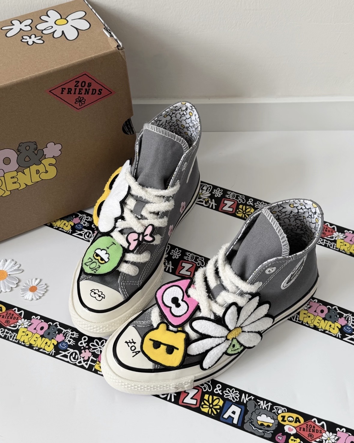 韓國CONVERSE × ZO&FRIENDS CHUCK 70X ZOA 限量聯名 帆布鞋 高筒灰色