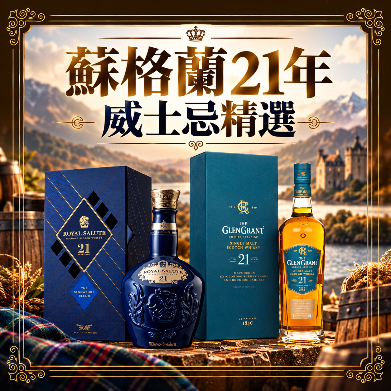 蘇格蘭21年威士忌精選 (送 Royal Salute Tumber and Coast Giftset) - ZWF42