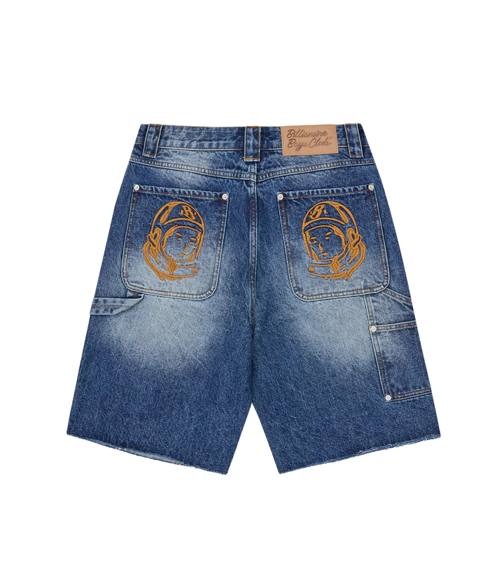 DISTRESSED ASTRO DENIM CARPENTER SHORTS
