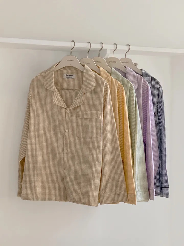Juuneedu｜[長袖睡衣] Plan Gingham Check Pajama [5 colors]