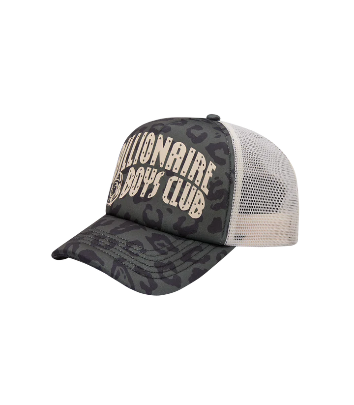 LEOPARD PRINT ARCH LOGO TRUCKER CAP