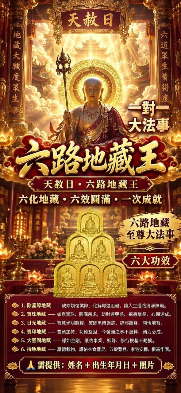 【天赦日｜六路地藏至尊大法事】10/1