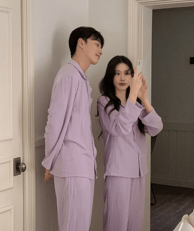 Juuneedu｜[長袖睡衣] Melted Cotton Check Pajama [4 colors]