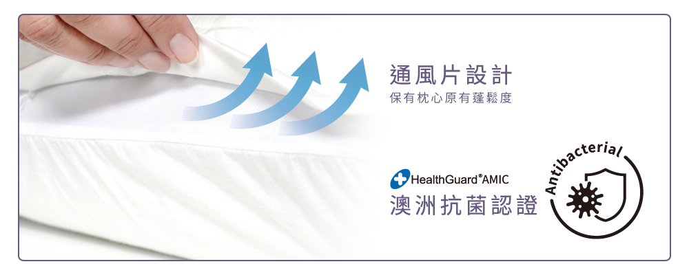 竹纖維全包式枕頭保潔墊為通風片設計